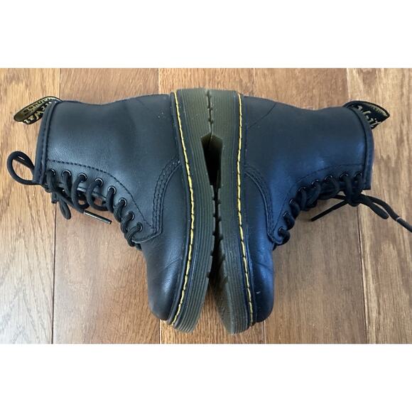 Dr Martens Kids Toddler Size 8 Black Leather Combat Boots Zip Doc Junior 1460 - Picture 7 of 9